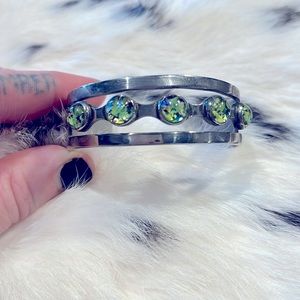 Opal and silver cuff